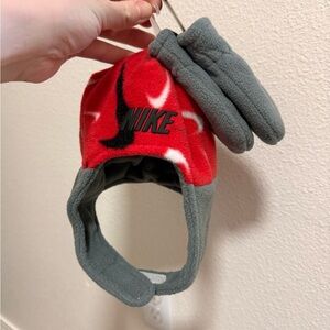 Nike Kids Red and Gray Fleece Hat